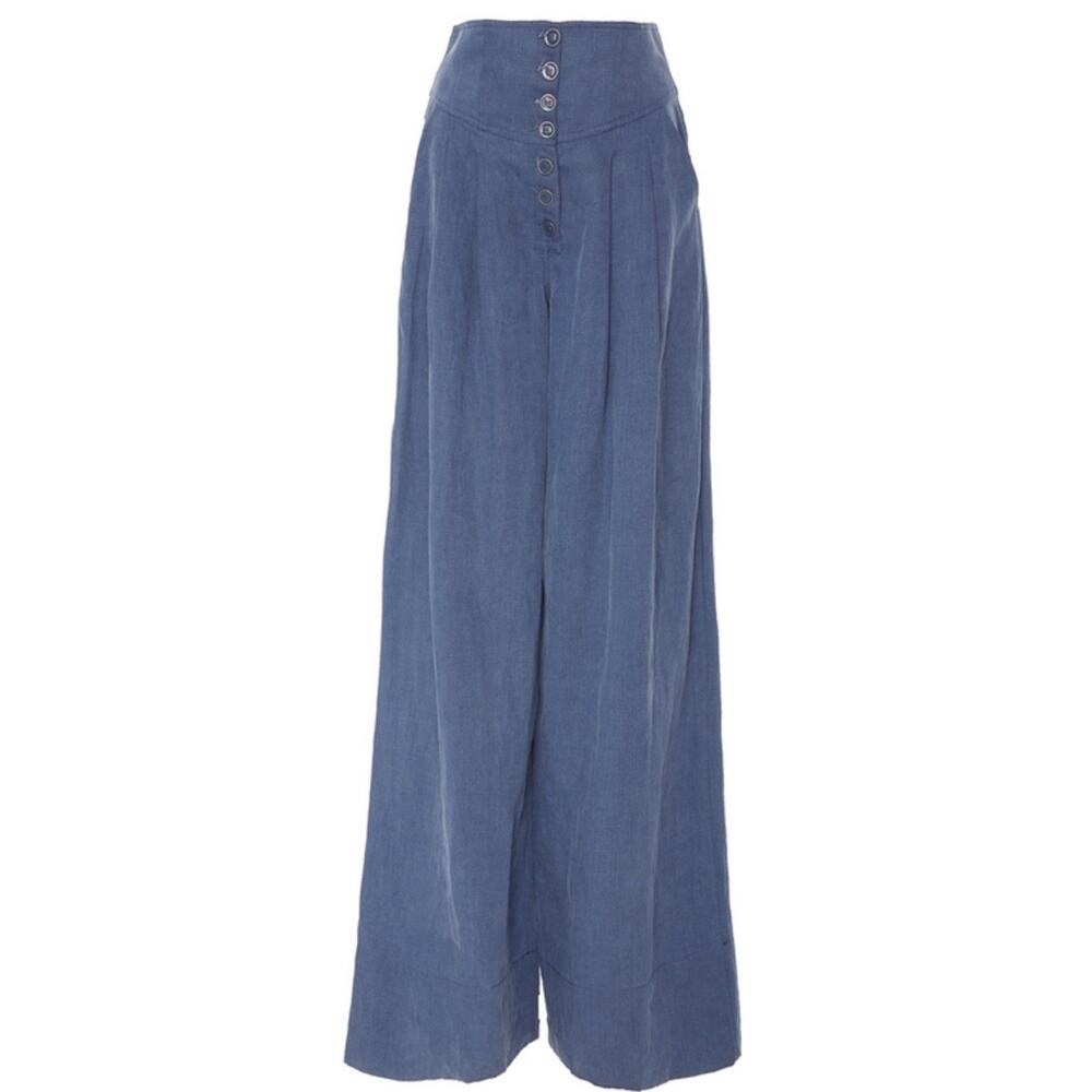 Ulla Johnson REID high waist exposed button fly pleated Trouser Womens Sz 2 Boho